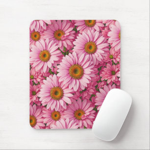 Pink spring floral pink daisies retro pink flowers mouse pad