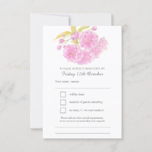 Pink spring floral watercolor wedding RSVP