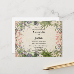 Pink Spring  Floral Wedding Invite Postcard