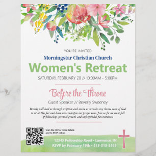 Pink Spring Floral Women's Retreat Invitation Flyer
