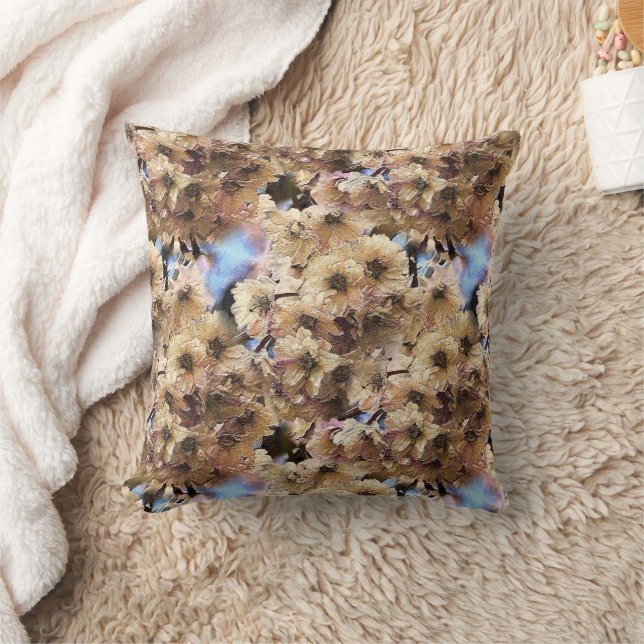 Pink Spring Flower Blossoms Nature Art Pattern Cushion (Blanket)