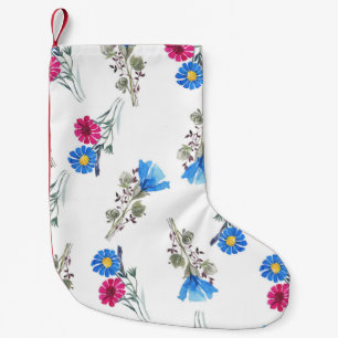 Pink Spring Flowers Watercolor Botanical Small Christmas Stocking