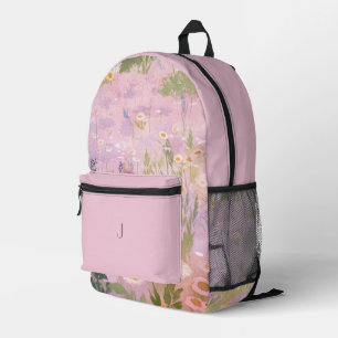 Pink Spring Meadows Background Printed Backpack