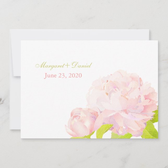 Pink Spring Romance Peony Wedding Invitation (Front)