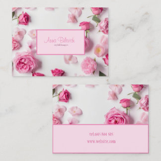 pink spring roses blooming business card