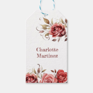 pink spring roses blooming for a flower shop gift tags