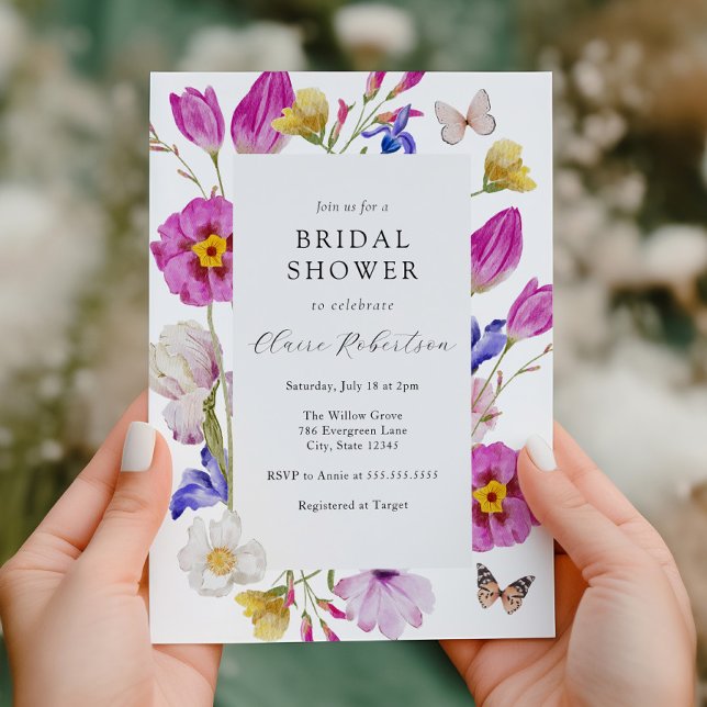 Pink Spring Tulip Flowers Bridal Shower Invitation (Creator Uploaded)