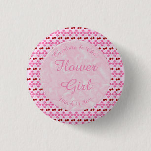 Pink Spring Wedding Cherry blossom and cherries 3 Cm Round Badge