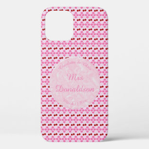 Pink Spring Wedding Cherry blossom and cherries iPhone 12 Case
