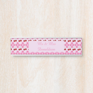 Pink Spring Wedding Cherry blossom and cherries Door Sign