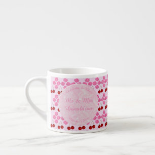 Pink Spring Wedding Cherry blossom and cherries Espresso Cup