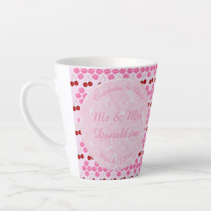 Pink Spring Wedding Cherry blossom and cherries Latte Mug