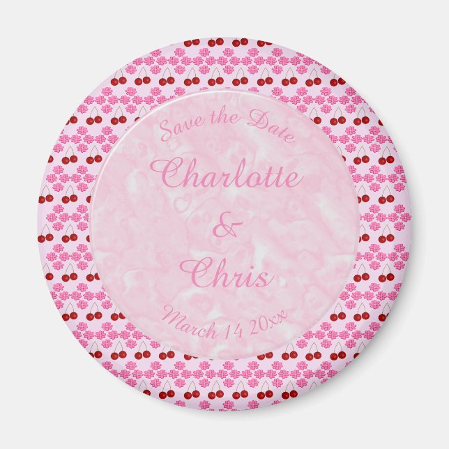 Pink Spring Wedding Cherry blossom and cherries Magnet (Front)