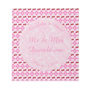 Pink Spring Wedding Cherry blossom and cherries Notepad