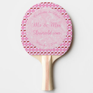 Pink Spring Wedding Cherry blossom and cherries Ping Pong Paddle