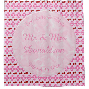 Pink Spring Wedding Cherry blossom and cherries Shower Curtain