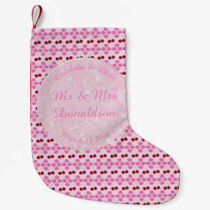 Pink Spring Wedding Cherry blossom and cherries Small Christmas Stocking