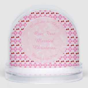 Pink Spring Wedding Cherry blossom and cherries Snowglobe