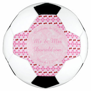 Pink Spring Wedding Cherry blossom and cherries Soccer Ball