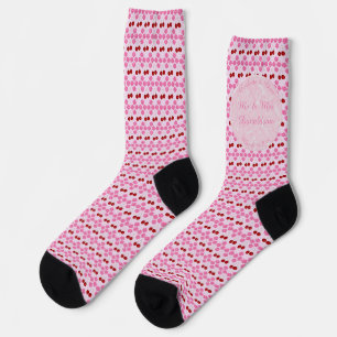 Pink Spring Wedding Cherry blossom and cherries Socks