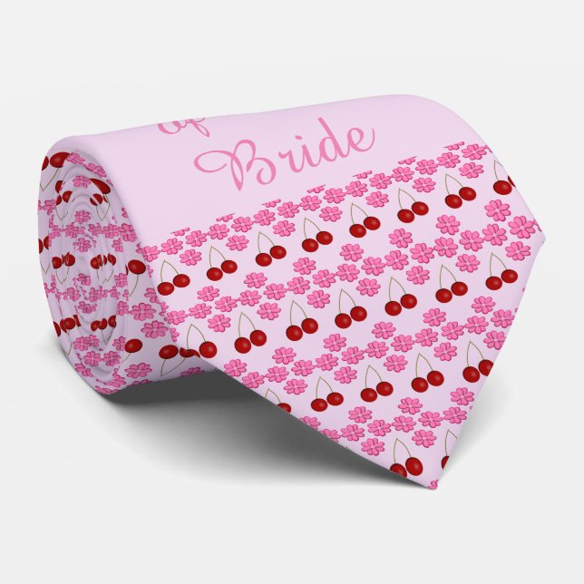 Pink Spring Wedding Cherry blossom and cherries Tie (Rolled)