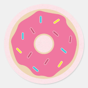 Pink Sprinkle Doughnut Girl Birthday Party Classic Round Sticker