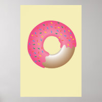 Pink Sprinkle Doughnut on yellow illustration kitc