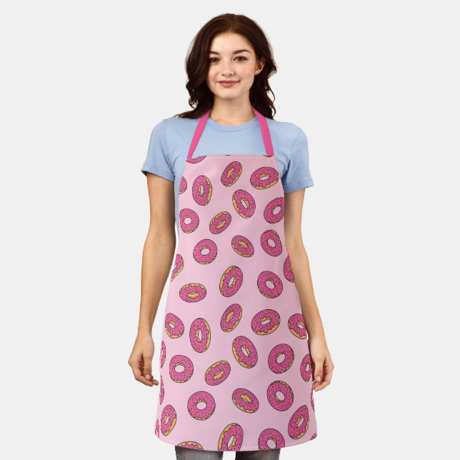 Pink Sprinkle Doughnut Pattern Apron (Worn)