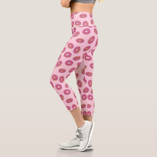 Pink Sprinkle Doughnut Pattern Capri Leggings