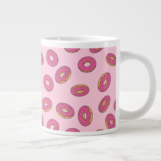 Pink Sprinkle Doughnut Pattern Large Coffee Mug (Right)