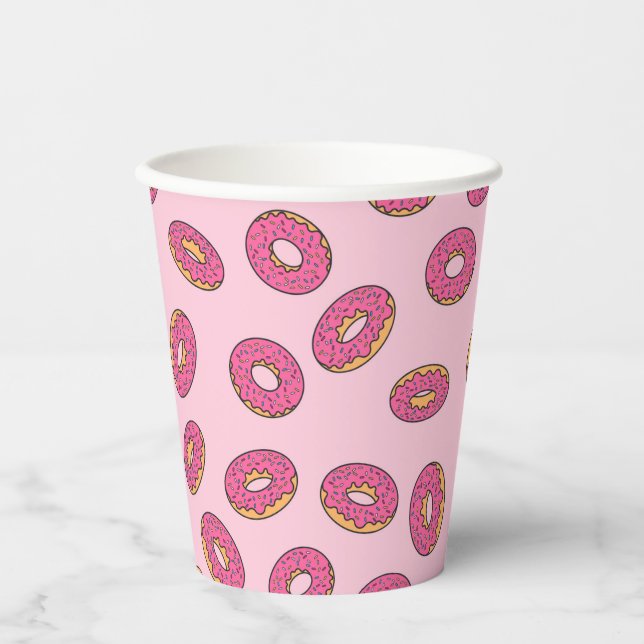 Pink Sprinkle Doughnut Pattern Paper Cups (Front)
