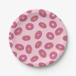 Pink Sprinkle Doughnut Pattern Paper Plate