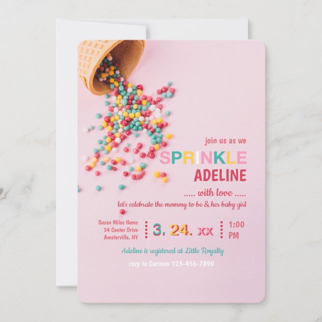 Pink Sprinkle Shower Invitation (Front)