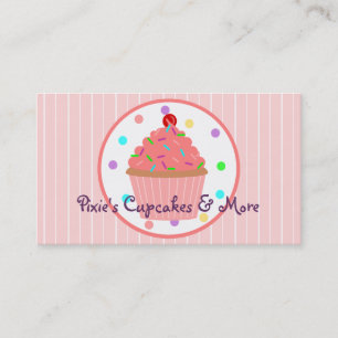 Pink Sprinkles Cupcake Baker or Kids Party Planner Business Card