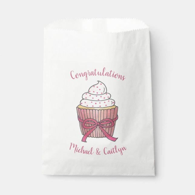 Pink Sprinkles Cupcake Wedding Bridal Shower Cake Favour Bag (Front)
