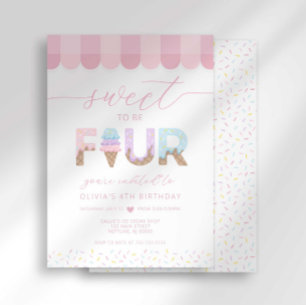 Pink Sprinkles Sweet to be 4 Ice Cream Birthday Invitation