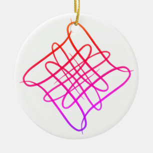 Pink Square Doodle Mandala #11 Ceramic Ornament