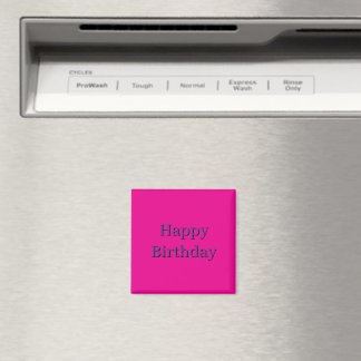Pink Square Magnet - Happy Birthday