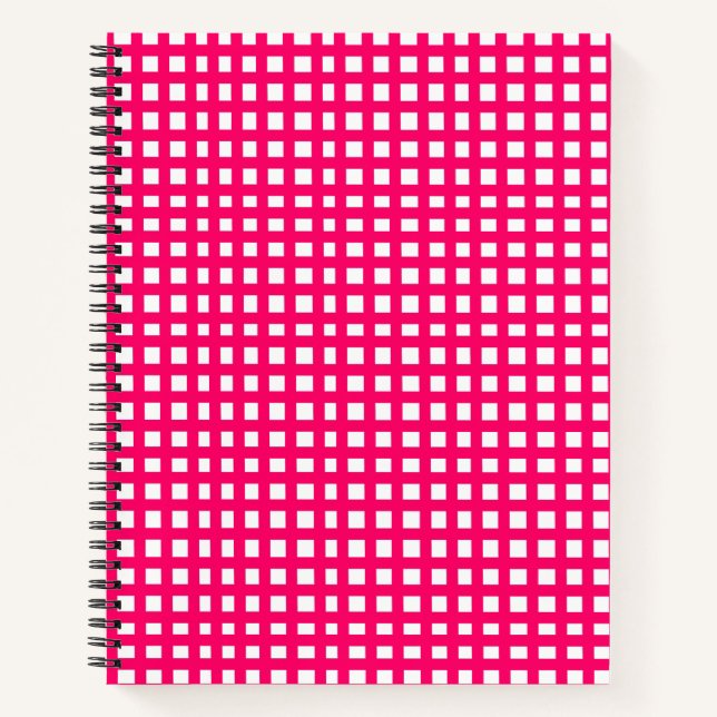Pink square mesh grid  notebook (Front)