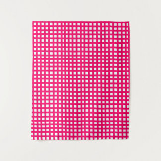 Pink square mesh grid tapestry