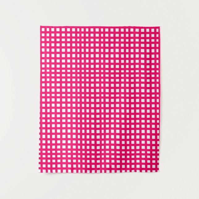 Pink square mesh grid  tapestry (Front)