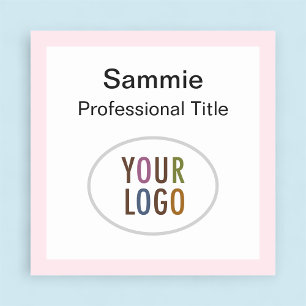 Pink Square Name Tag Custom Logo Magnetic or Pin