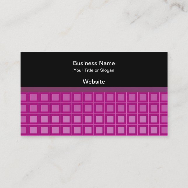 Pink Square Pattern Business Card (Front)