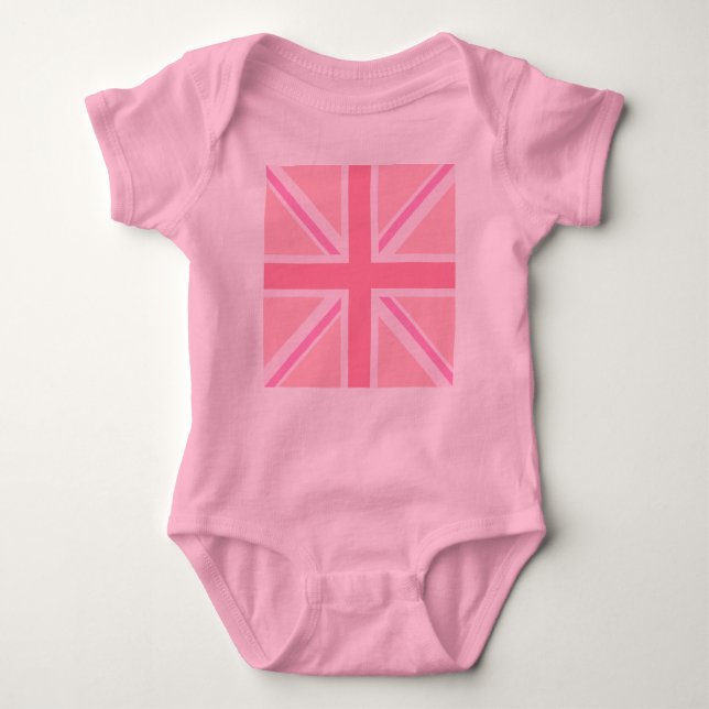 Pink Square Union Jack/Flag Baby Bodysuit (Front)