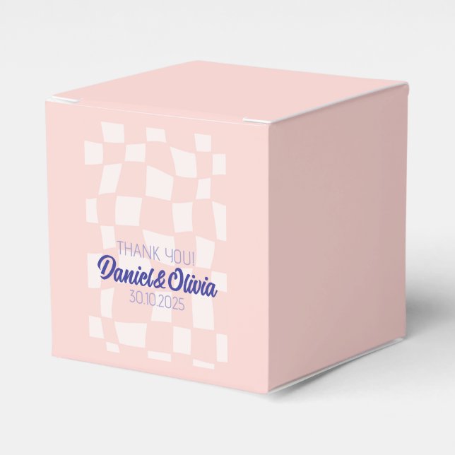 Pink Square Wedding Favour Box (Front Side)