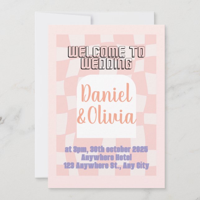 Pink Square Wedding Invitation (Front)