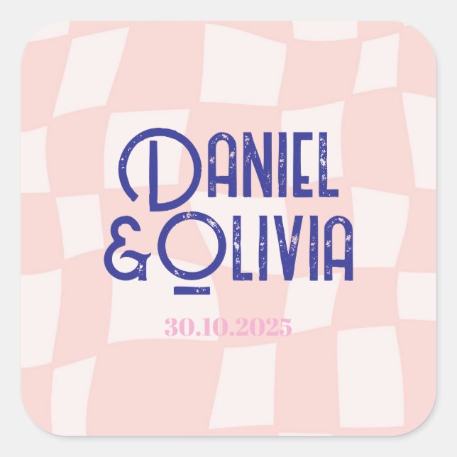 Pink Square Wedding Square Sticker (Front)