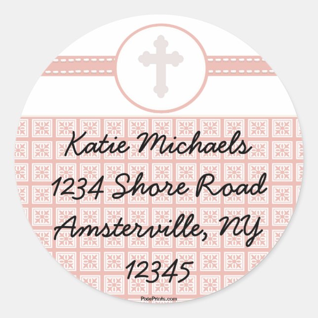 Pink Squares Cross Sticker (Front)