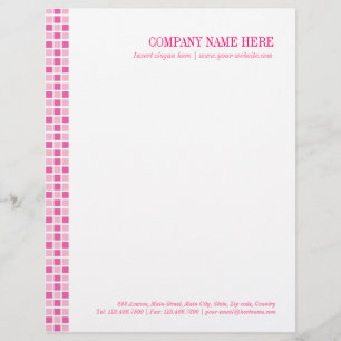Pink Squares Pattern Letterhead Design