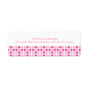 Pink Squares Pattern Return Address Label